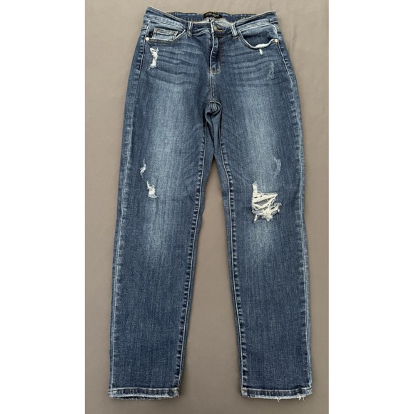 Judy Blue Denim - Judy Blue Jeans Women's 9/29 Slim Fit High Rise Distressed Dark Wash Stretch